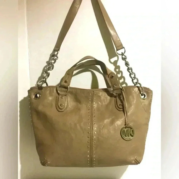 Michael kors beige leather satchel handbag - Picture 2 of 10